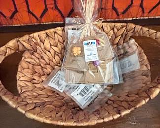 Woven Basket with Assorted Craft Supplies and Hardware