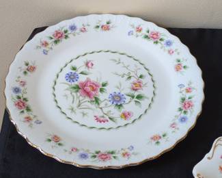 Andrea by Sadek "Spring Night" Floral Porcelain Cake Plate and Server