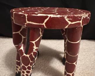 Hand-Carved Wooden Giraffe Stool - Kenyan Artisan