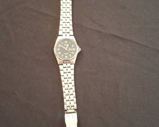 Seiko 7N43 Quartz Day-Date Black Dial Stainless Steel Watch
