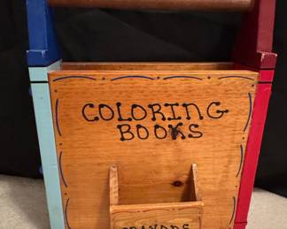 Hand-Painted Wooden Coloring Book and Crayon Caddy