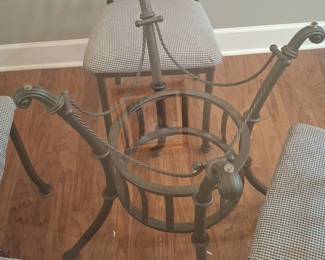 Vintage Wrought Iron Bistro Set with Glass Top
