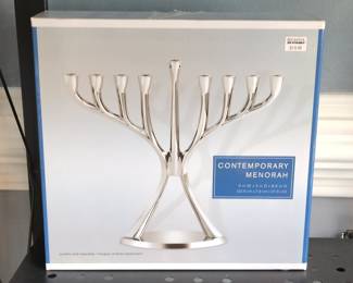 Contemporary Silver-Tone Menorah