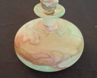 Vintage Marbled Art Glass Perfume Bottle - Rueven Nouveau Art Glass