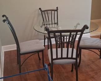 Vintage Wrought Iron Bistro Set with Glass Top
