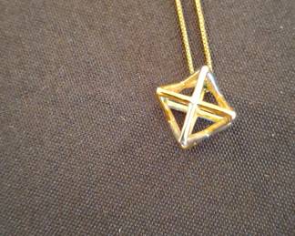 Geometric Octahedron Wireframe Pendant Necklace