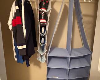 Set of 2 Hanging Closet Organizers: 10-Tier Shoe Organizer and 4-Tier Shelf Organizer
