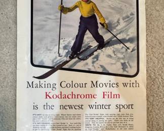 1938 Illustrated London News Magazine Page (Kodachrome Ski Ad & Cape Town Aerial View)