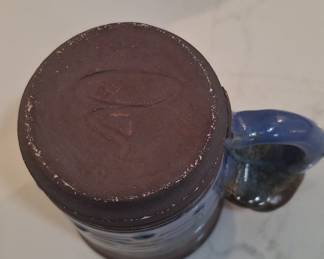Hand-Thrown Studio Pottery Mug with Blue and Brown Drip Glaze