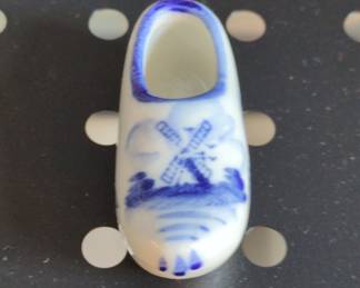 Vintage Delft-Style Ceramic Miniature Clog