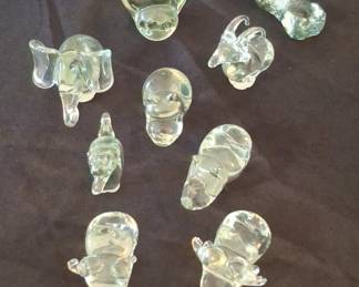 Collection of Miniature Clear Glass Animal Figurines