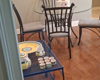 Hand-Painted Lava Stone Table and Chairs