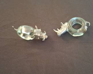 Ngwenya Glass & Pewter African Animal Napkin Rings (Rhino & Warthog)