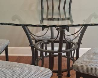 Vintage Wrought Iron Bistro Set with Glass Top