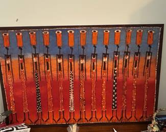 African Batik Textile Wall Hanging: Procession of Women