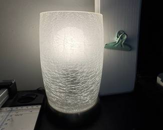 White Crackle Glass Cylinder Accent Lamp
