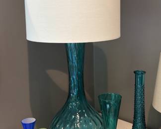Mid-century modern glassware/lamp/vases