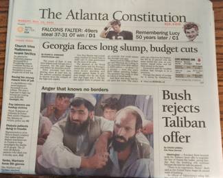 The Atlanta Constitution Newspaper, October 15, 2001 - Bush Rejects Taliban Offer