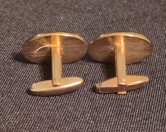 Vintage Foster Gold-Tone Cufflinks with Diamond-Accent Floral Motif