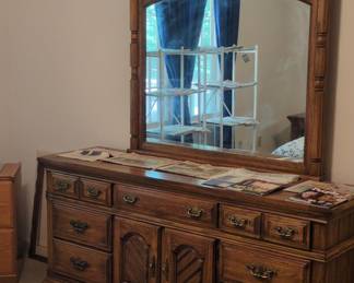 Vintage Oak Bedroom Suite (Armoire, Dresser with Mirror)