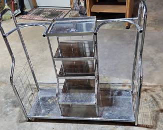 Vintage Chrome Golf Bag Storage Organizer Stand