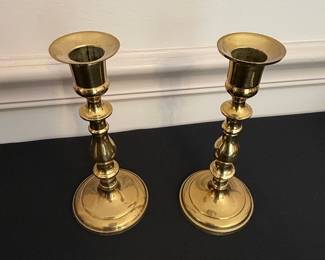 Vintage Solid Brass Candlestick Pair - Made in India