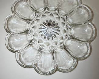 Vintage Anchor Hocking Clear Pressed Glass Deviled Egg Plate