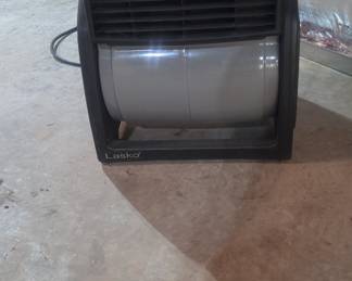 Lasko high performance utility floor fan with 2 electrical outlets. .