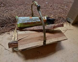 Vintage Brass Fireplace Log Carrier Basket with Perforated Design