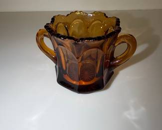 Vintage Amber Glass "Old Williamsburg" Sugar Bowl by Imperial Glass