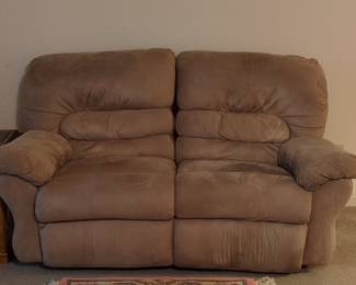 Beige Microfiber Dual Manual Reclining Loveseat
