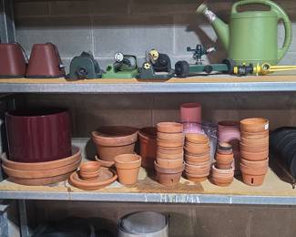 Assorted Terracotta Garden Pots and Lawn Sprinklers