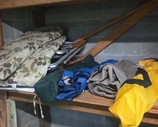 Vintage Folding Lawn Chairs and Assorted Camping Gear