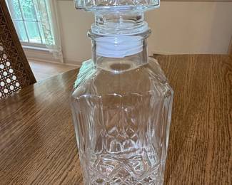 Vintage Square Diamond-Cut Glass Decanter with Stopper