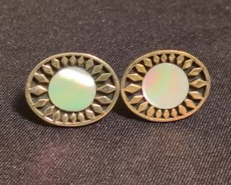 Vintage Mother of Pearl Sunburst Cufflinks by Swank