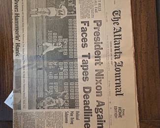 The Atlanta Journal Newspaper, April 9, 1974 (Hank Aaron 715th Home Run)