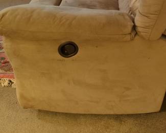 Beige Microfiber Dual Manual Reclining Loveseat