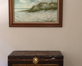 Vintage Chinese Carved Camphor Wood Chest
