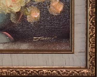 Vintage Floral Still Life Oil Painting Signed Robert Cox