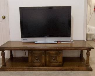 Traditional Style Wooden Media Console with Vizio Flat-Panel Television