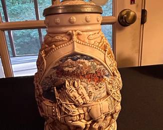 Avon "World Famous Clydesdales Hitch" Beer Stein with Eagle Finial