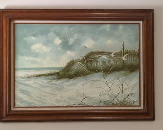 Vintage Coastal Seascape Oil Painting Signed 'Raymond'