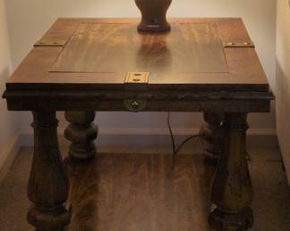 Campaign-Style Pedestal Side Table
