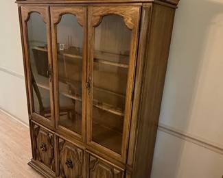 Vintage Thomasville French Provincial Oak China Cabinet