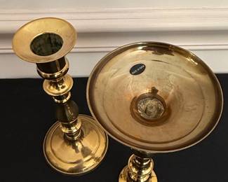 Vintage Solid Brass Candlestick Pair - Made in India