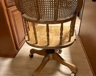 Vintage Oak Cane-Back Banker's Chair