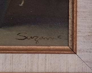 Vintage Floral Still Life Oil Painting Signed Suzanne