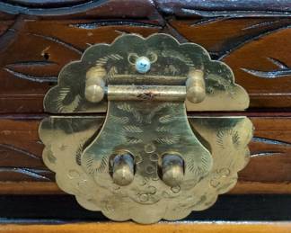 Carved Camphor Wood Travelling Trunk