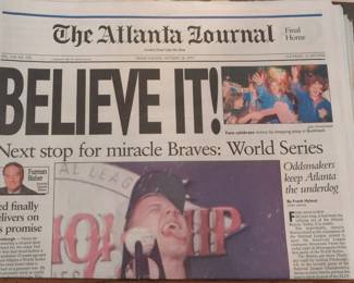 1991 The Atlanta Journal 'Believe It!' Newspaper - Atlanta Braves National League Pennant Win