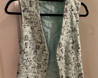 Vintage Historical Figures Print Waistcoat